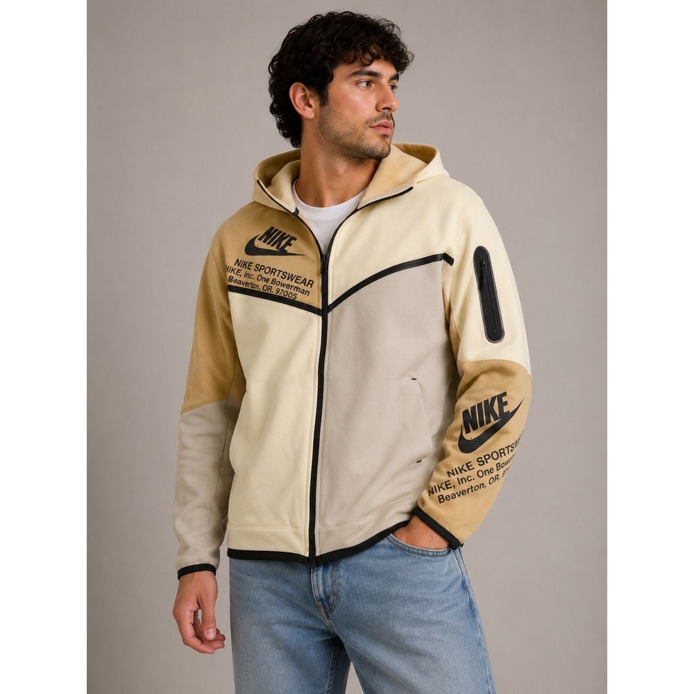 Nike Sportswear Full Zip Hoodie Color Block Spell Out Jacket Size M |S1